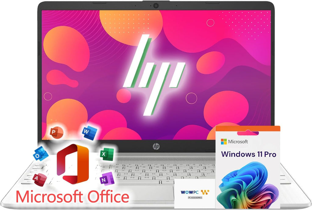HP 15 Laptop for School, Work & Home • 15.6' FHD 1080p IPS Display • Powerful Intel Processor • 16GB RAM • 256GB SSD • Microsoft Office • Copilot AI • Windows 11 Pro • SD Card Reader • HDMI