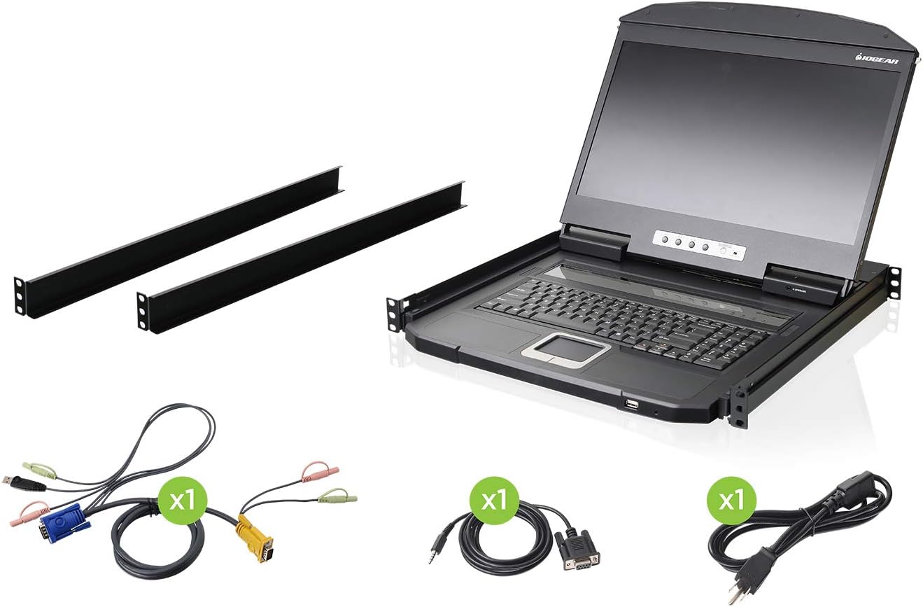 IOGEAR 18.5' Widescreen Short Depth LCD Console with Audio (TAA Compliant) GCL1900W