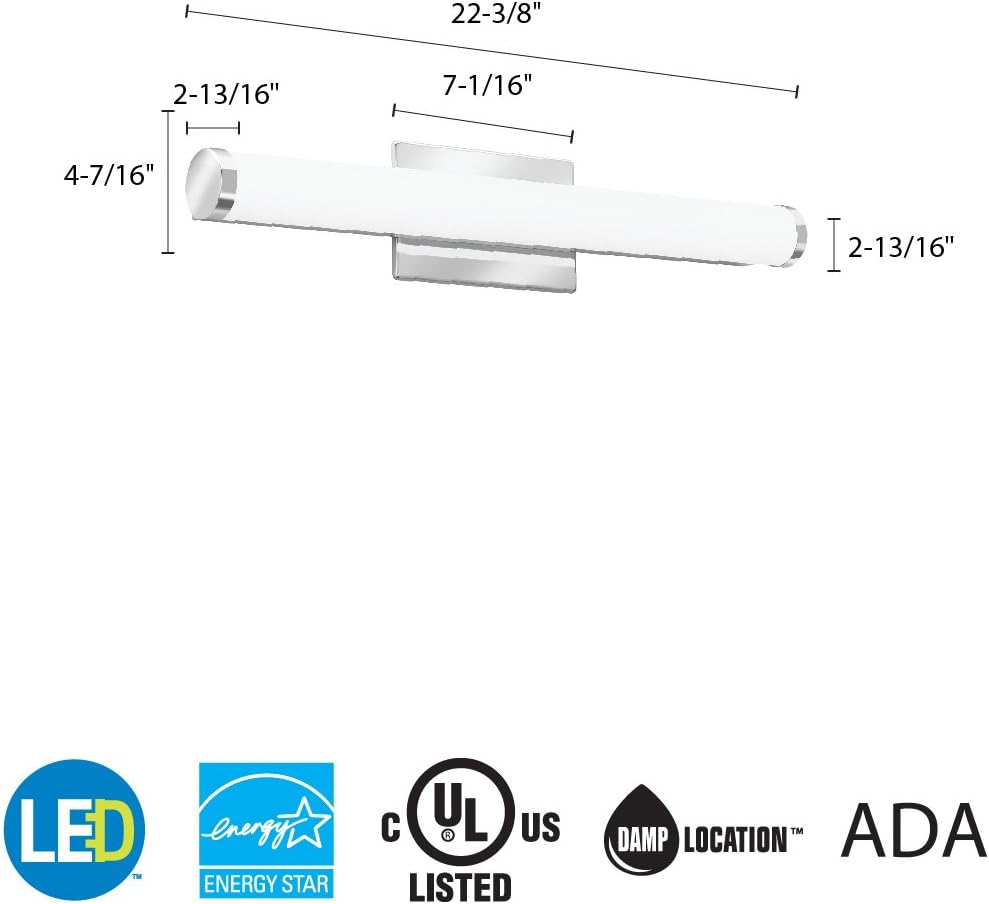 Lithonia Lighting FMVCCLS 24IN MVOLT 30K35K40K 90CRI KR M6 LED Contemporary Cylinder Vanity Light with Switchable Color Temperature, 3000k, 2-Foot, Chrome