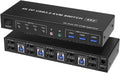 4 Port HDMI KVM USB 3.0 Switch 4X2 Dual Monitor 4K@60Hz Extended Display DP KVM Switch 4 in 2 Out for 4 PC Share Keyboard Mouse(ZY-AHD42U,EU Power Plug)