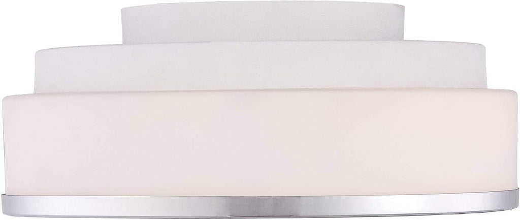 Possini Euro Design Mavis Modern Ceiling Light Flush-Mount Fixture 10 1/4' Wide Sleek Chrome 2-Light White Opal Glass Shade for Bedroom Kitchen Living Room Hallway Dining Bathroom Schoolhouse House