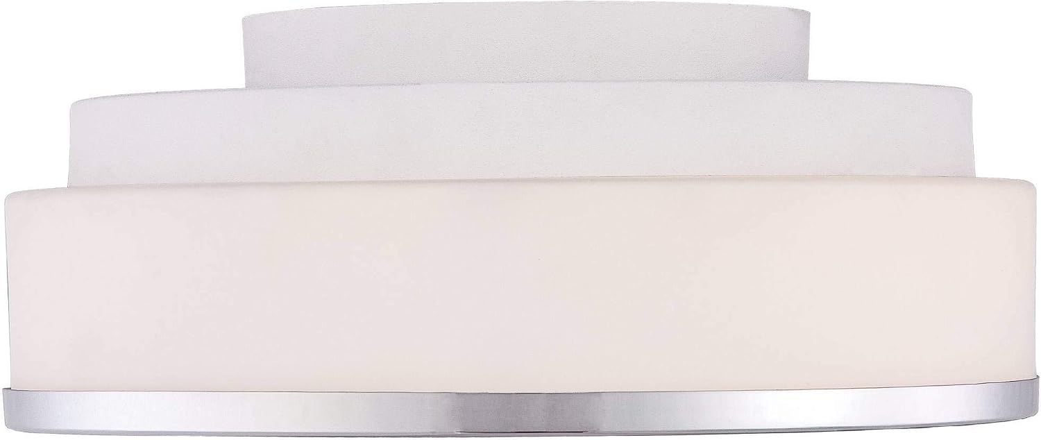 Possini Euro Design Mavis Modern Ceiling Light Flush-Mount Fixture 10 1/4' Wide Sleek Chrome 2-Light White Opal Glass Shade for Bedroom Kitchen Living Room Hallway Dining Bathroom Schoolhouse House