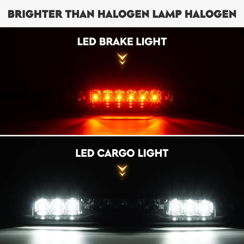 Tail Light Assembly [LED Kit]+ 3rd Third Brake Cargo Lamp Fit for Chevy Silverado 1500 2500HD 3500HD 07-14, for GMC Sierra 3500HD 08-14, Sierra Denali 3500 11-14 with Dual Rear Wheel ONLY, Smoked Lens