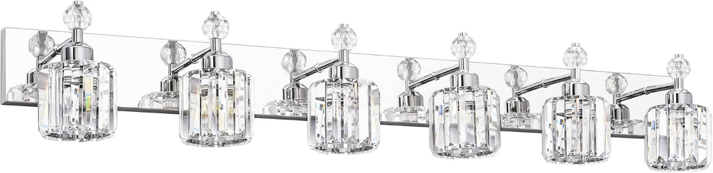 PRESDE Crystal 6 Light Bathroom Vanity Lights Chrom Bathroom Lights Fixtures Over Mirror Modern Bedroom Hallway