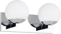 Chrome Bathroom Vanity Light Fixtures, 2-Light Globe Bathroom Lighting Fixtures Over Mirror, Modern Wall Lights for Living Room, Long Backplate, Standard E26 Base, Chrome
