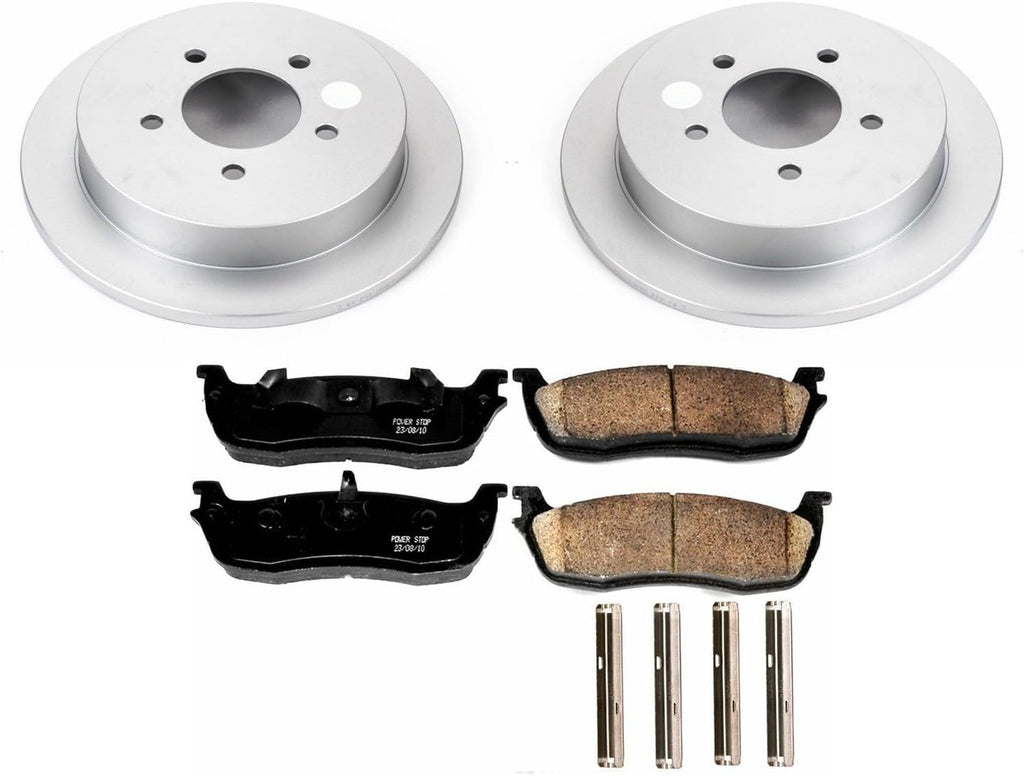 PowerStop Rear Brake Kit for Ford Expedition 2000-02 |F-150 1999-03 |F-150 Heritage 2004 |Lincoln Blackwood 2002 - Fully-Coated Disc Rotors with Z17 Ceramic Brake Pads Replacement, CRK1913