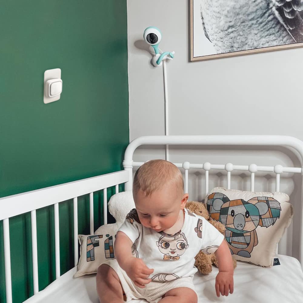 Lollipop Video Baby Monitor (Turquoise) with Camera and Audio, Baby Camera Monitor with Crying Detection and Two Way Talk Back, Baby Video Monitor Bundled with Lollipop Sensor