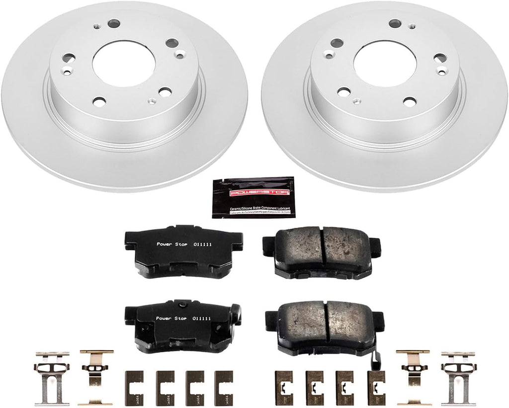 PowerStop Rear Brake Kit for Acura TSX 2004-08 | Honda Accord 2003-07 - Fully-Coated Disc Rotors with Z17 Ceramic Brake Pads Replacement, CRK2391