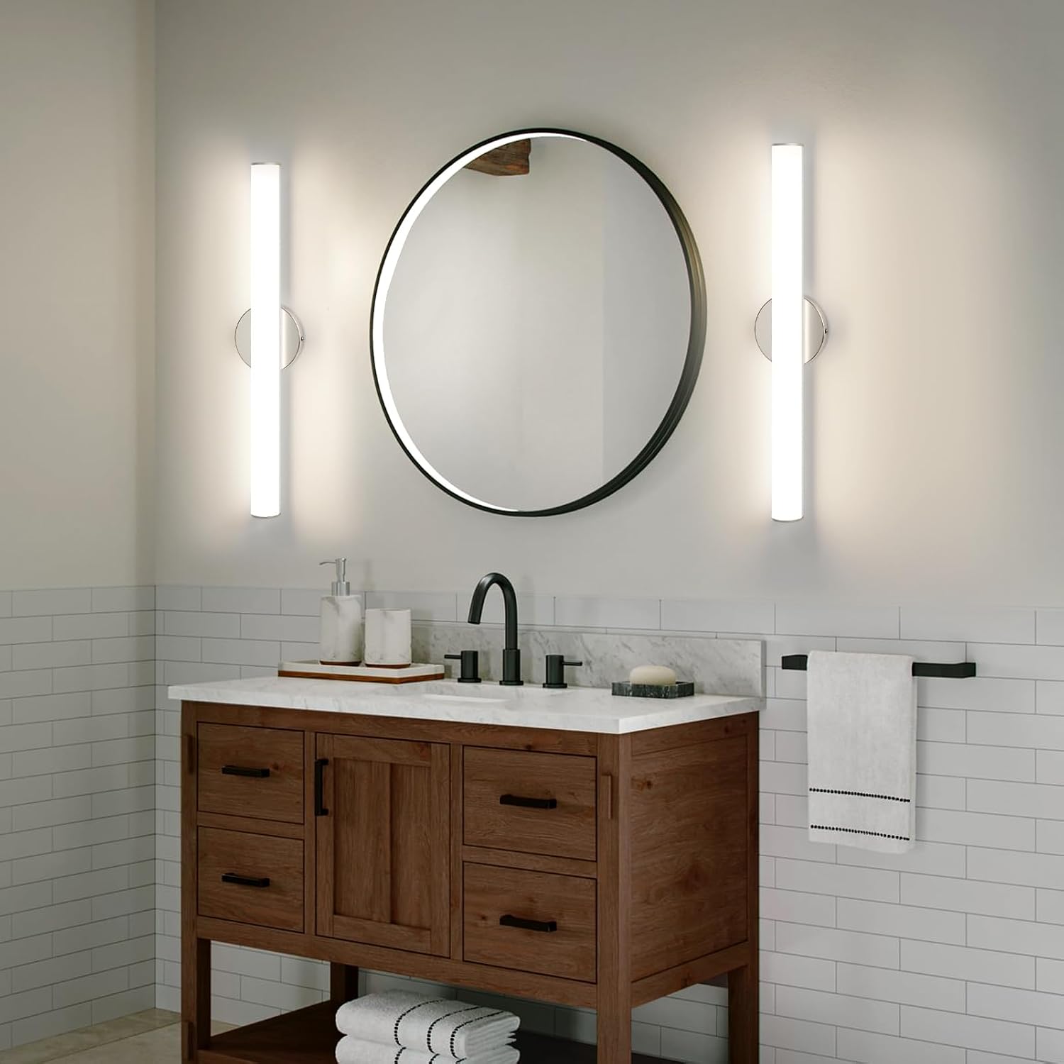OOWOLF LED Bathroom Vanity Light 4Pack, 16W 24inch Bathroom Lights Fixture, Dimmable 1600LM Led Vanity Lights Bar, 4000K Natural White Bath Wall Lighting Fixture, Vanity Light Fixtures Over Mirror