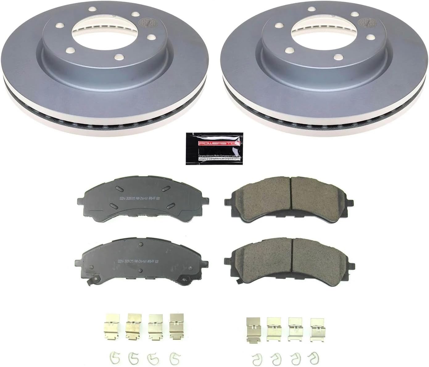 PowerStop Front Brake Kit for Ford Bronco 2021-24 | Ford Ranger 2019-24 - Fully-Coated Disc Rotors with Z17 Ceramic Brake Pads Replacement, CRK8413
