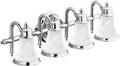 Moen YB9864CH Waterhill 4-Light Dual-Mount Bath Bathroom Vanity Fixture with Frosted Glass, Chrome