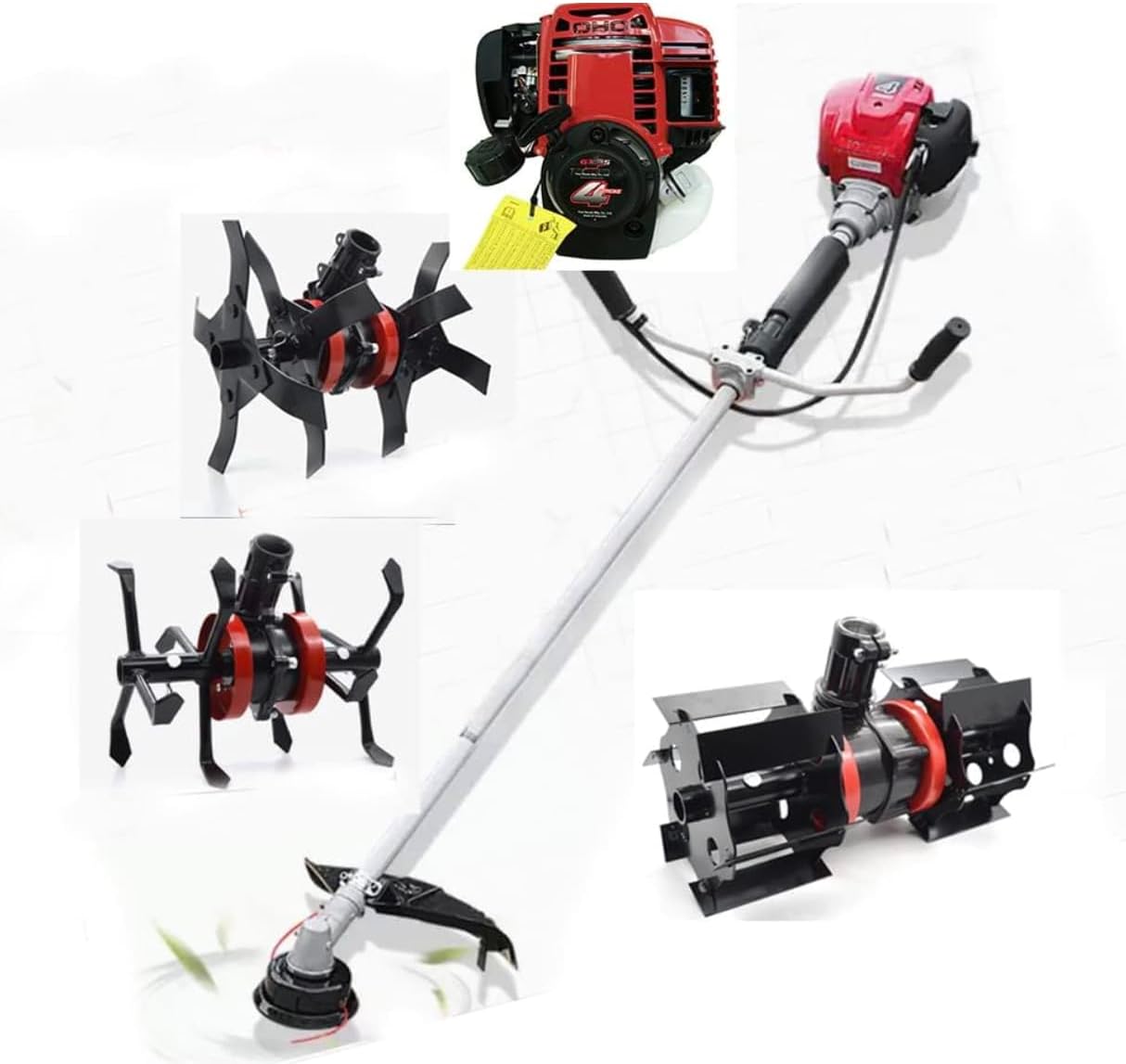 Gx35 Brush Cutter 3 in 1 Weed Eater Lawn Mower Cultivator Tiller Gas Hedge Trimmer Yard Tool