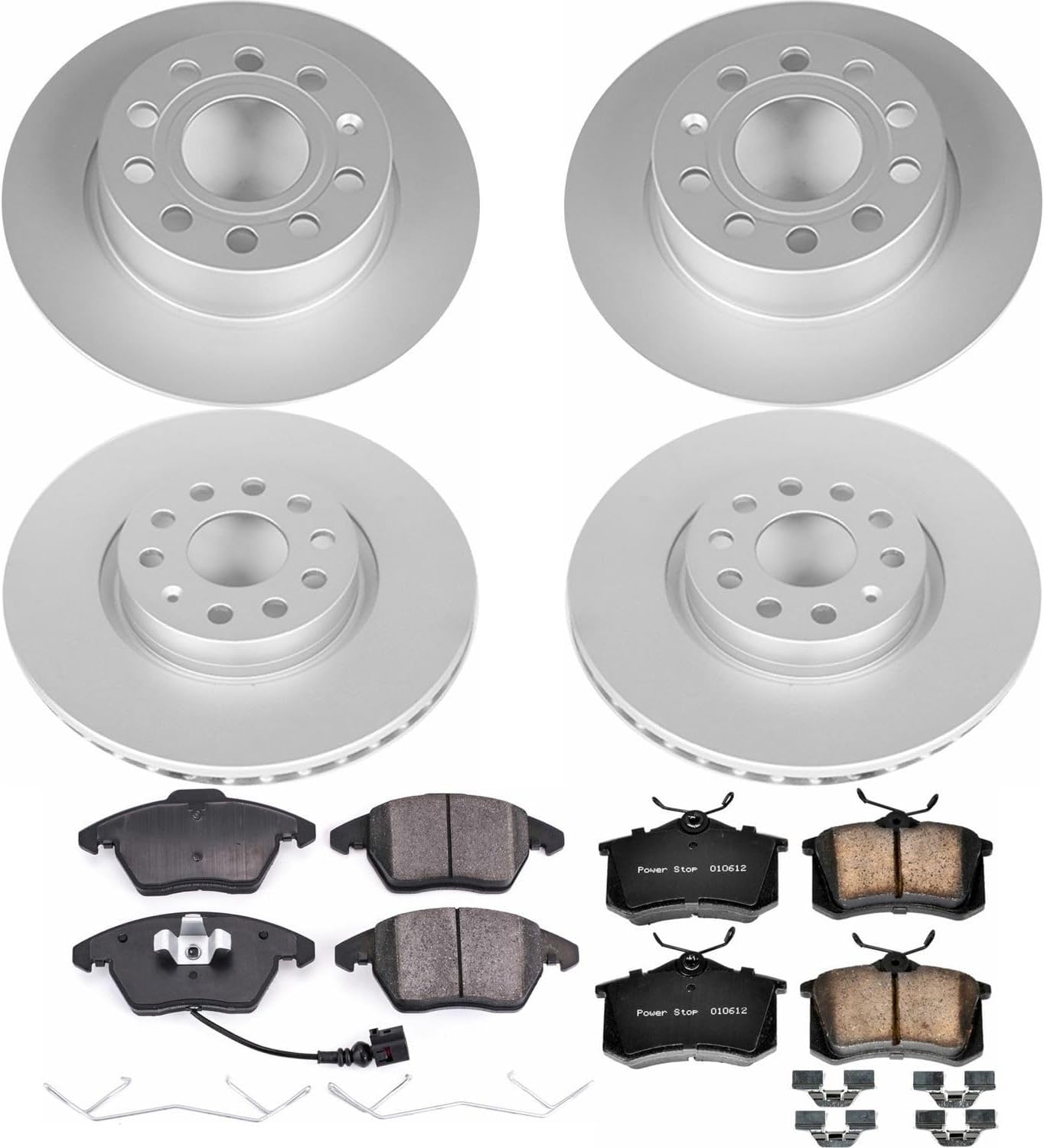 PowerStop Front and Rear Brake Kit for Volkswagen Beetle 2013-17 | Volkswagen Jetta 2013-18 - Fully-Coated Disc Rotors with Z23 Carbon-Fiber Ceramic Brake Pads Upgrade, CRK7530