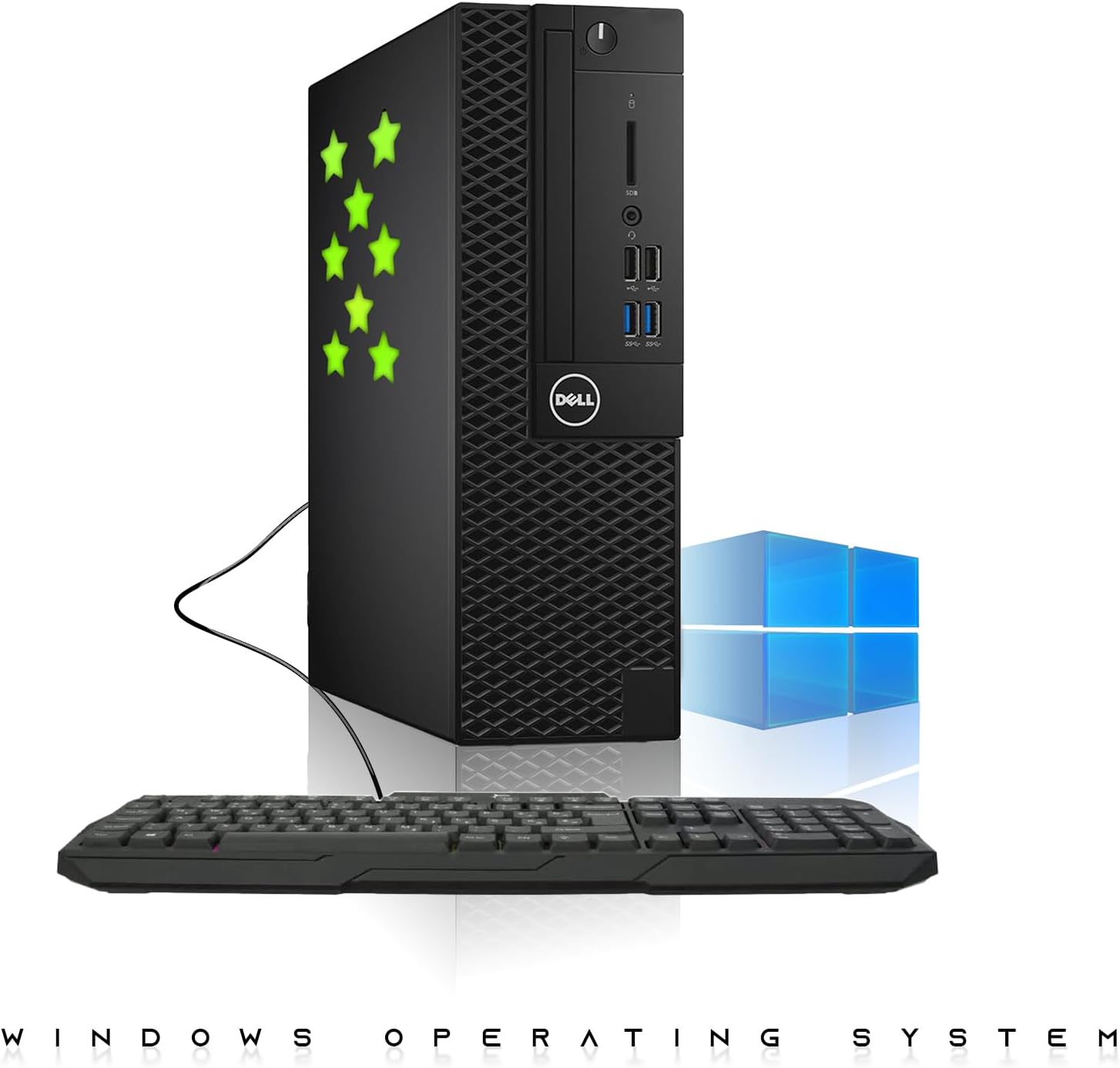 Dell Desktop PC Gaming Bundle - Intel Core i7, 16GB RAM, 512GB SSD, 24-inch Monitor, GT 1030, RGB Keyboard with AI-Enabled Copilot Key, Mouse, RGB Headphone, Webcam, Wi-Fi, Windows 11 Pro (Renewed)