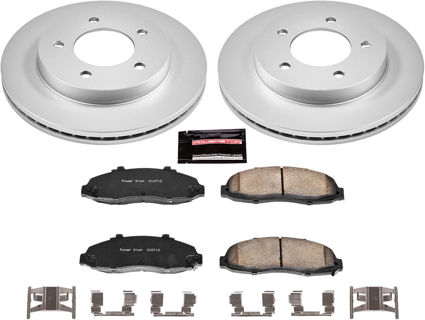 PowerStop Front Brake Kit for Ford F-150 1997-03 | Ford F-150 Heritage 2004 - Fully-Coated Disc Rotors with Z17 Ceramic Brake Pads Replacement, CRK1866
