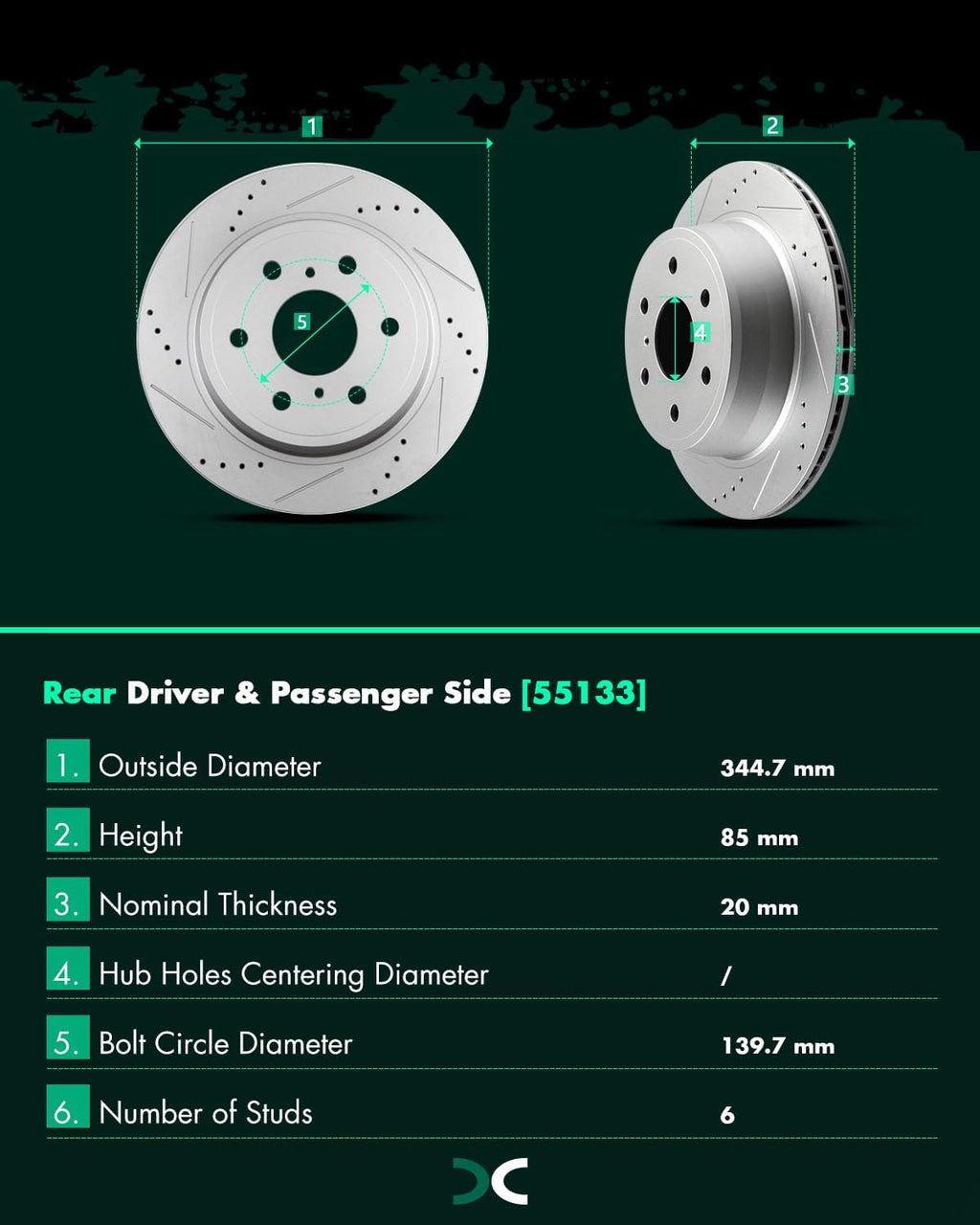 Pads and Rotors Kits, SCITOO Brake Kits Suitable for Cadillac Escalade,for Chevy Avalanche Silverado 1500,for GMC Sierra 1500 Yukon XL 1500,Rear Drilled and Slotted Dics Rotors Ceramic Brake Pads