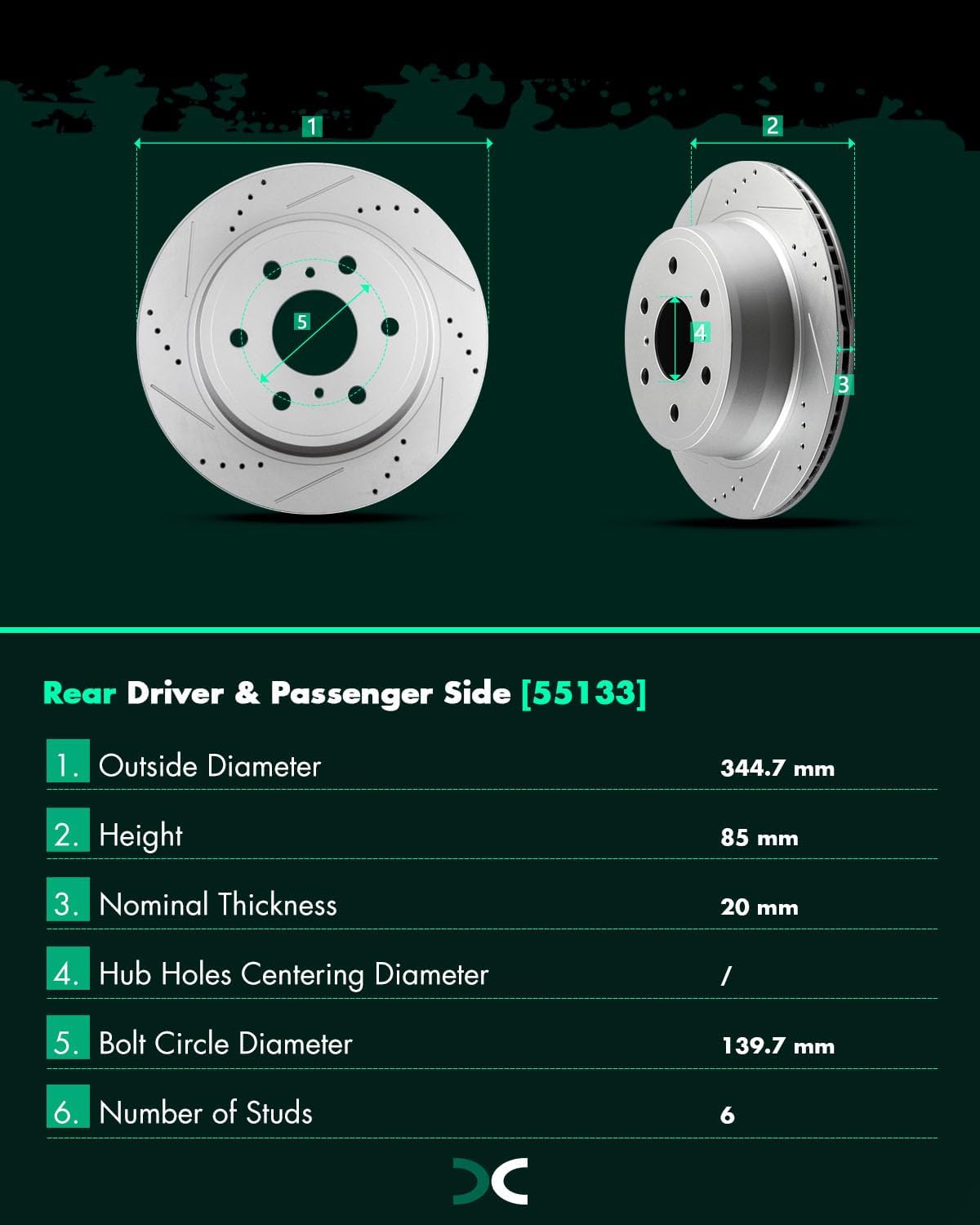 Pads and Rotors Kits, SCITOO Brake Kits Suitable for Cadillac Escalade,for Chevy Avalanche Silverado 1500,for GMC Sierra 1500 Yukon XL 1500,Rear Drilled and Slotted Dics Rotors Ceramic Brake Pads