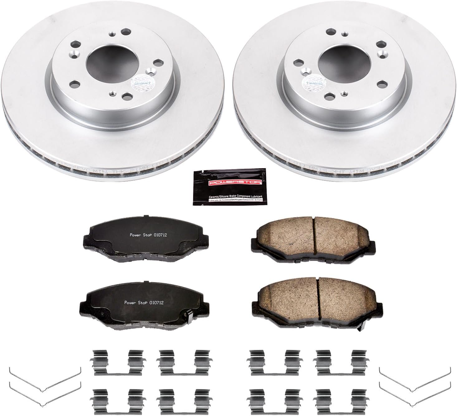 PowerStop Front Brake Kit for Acura ILX 2013 |Honda Accord 2013-17 |Fit 2013-14 - Fully-Coated Disc Rotors with Z17 Ceramic Brake Pads Replacement, CRK6490