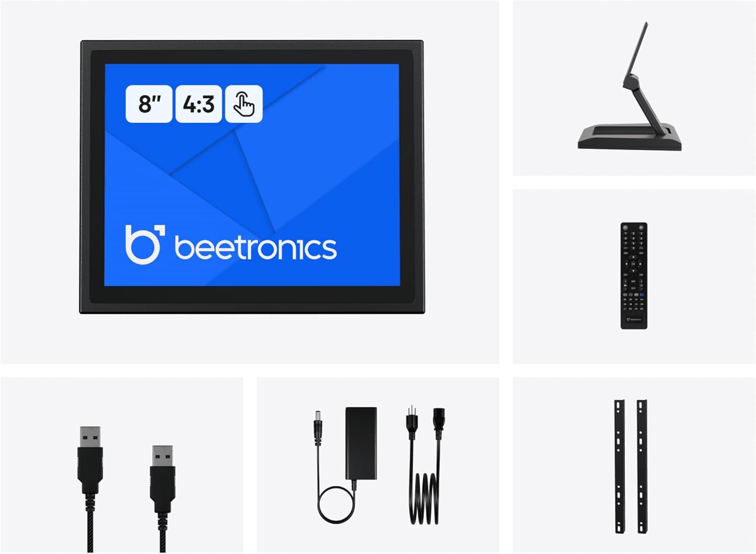 Beetronics 8 Inch Touchscreen Monitor | Full HD 1080p | 8TSV7M – Industrial-Grade, Professional 10-Point Multi Touch Display for PC, Mac, Linux – HDMI, DisplayPort, USB-C, VGA Inputs