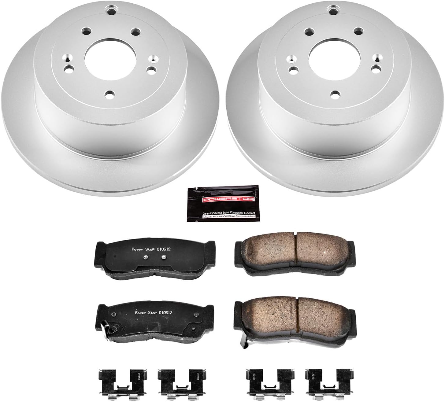 PowerStop Rear Brake Kit for Hyundai Santa Fe 2007-09 - Fully-Coated Disc Rotors with Z17 Ceramic Brake Pads Replacement, CRK4694