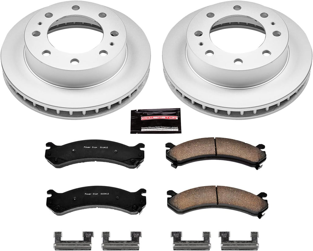 PowerStop Front Brake Kit for Cadillac DeVille 2000-05 |Chevrolet Avalanche 2500 2002-06 |Express 2500 2003-20 - Fully-Coated Disc Rotors with Z17 Ceramic Brake Pads Replacement, CRK2020