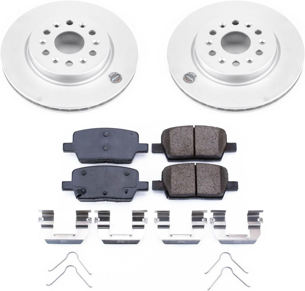 PowerStop Rear Brake Kit for Buick Enclave 2018-20 |Cadillac XT5 2017-20 |XT6 2020 |Chevrolet Blazer 2019-20 - Fully-Coated Disc Rotors with Z17 Ceramic Brake Pads Replacement, CRK7411