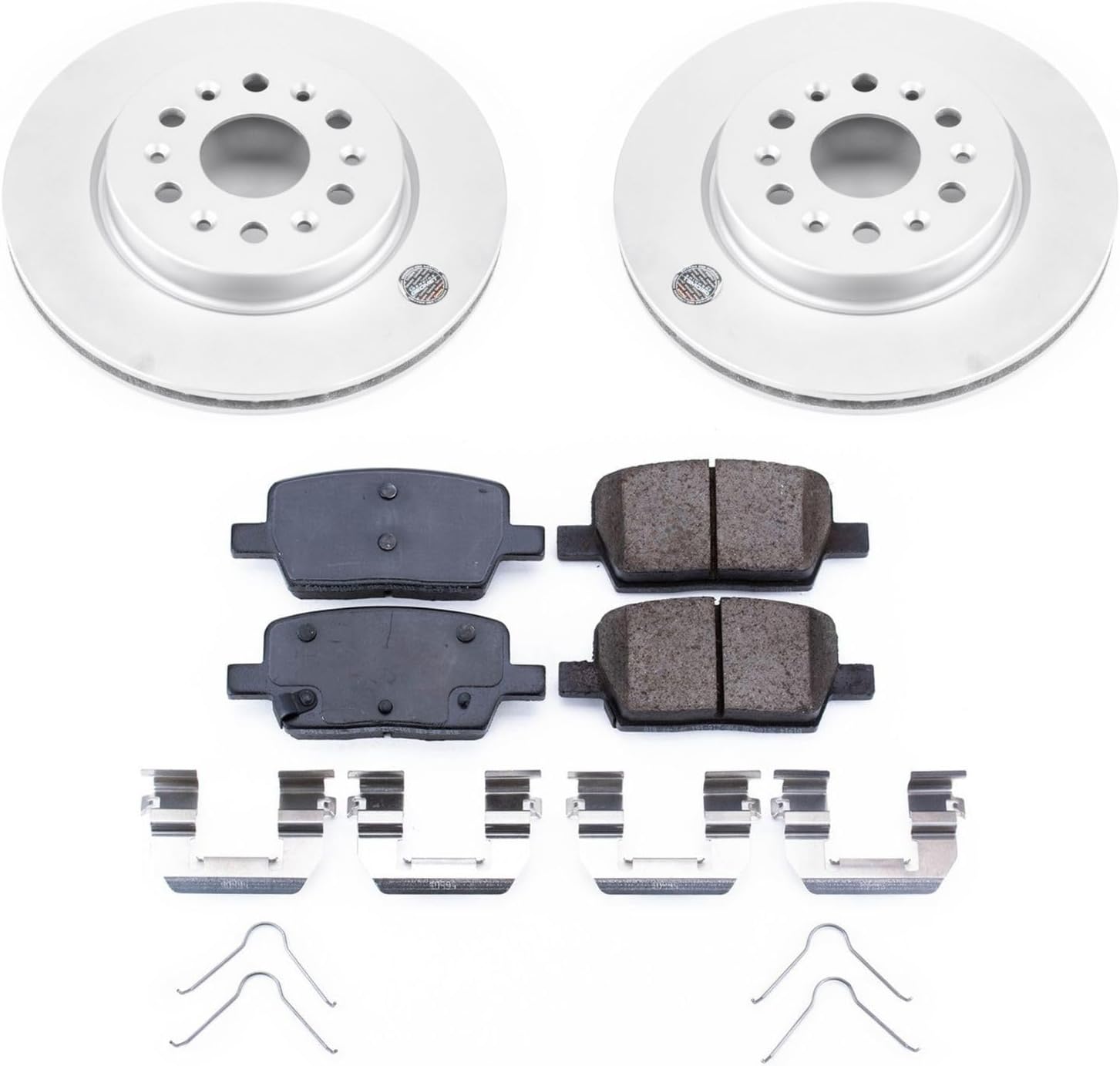 PowerStop Rear Brake Kit for Buick Enclave 2018-20 |Cadillac XT5 2017-20 |XT6 2020 |Chevrolet Blazer 2019-20 - Fully-Coated Disc Rotors with Z17 Ceramic Brake Pads Replacement, CRK7411