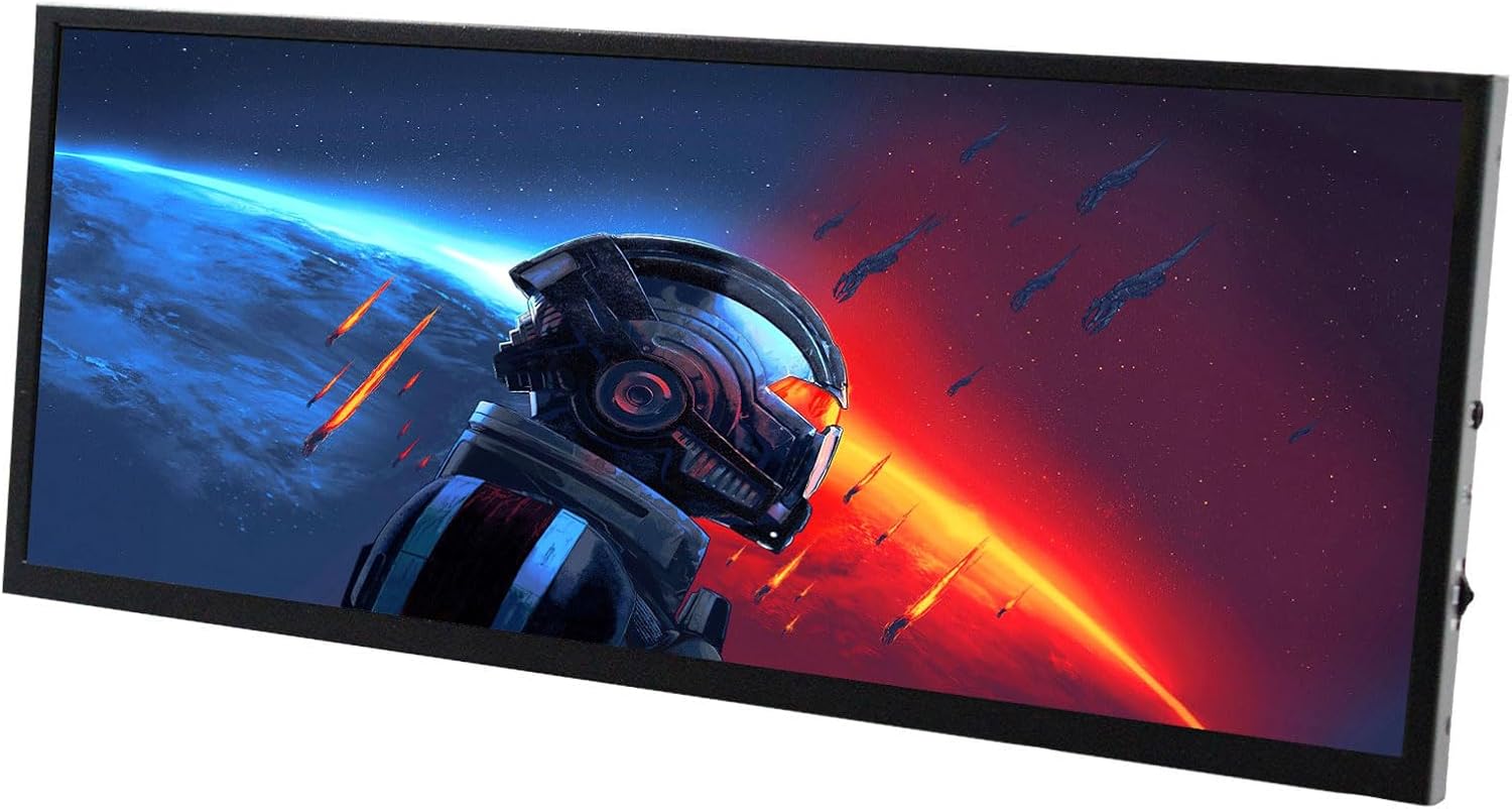 VSDISPLAY 12.3 Inch Touchscreen Monitor 1920x720 IPS Stretched Bar LCD with Dual Speakers for PC Computer Laptop Secondary Display Monitoring