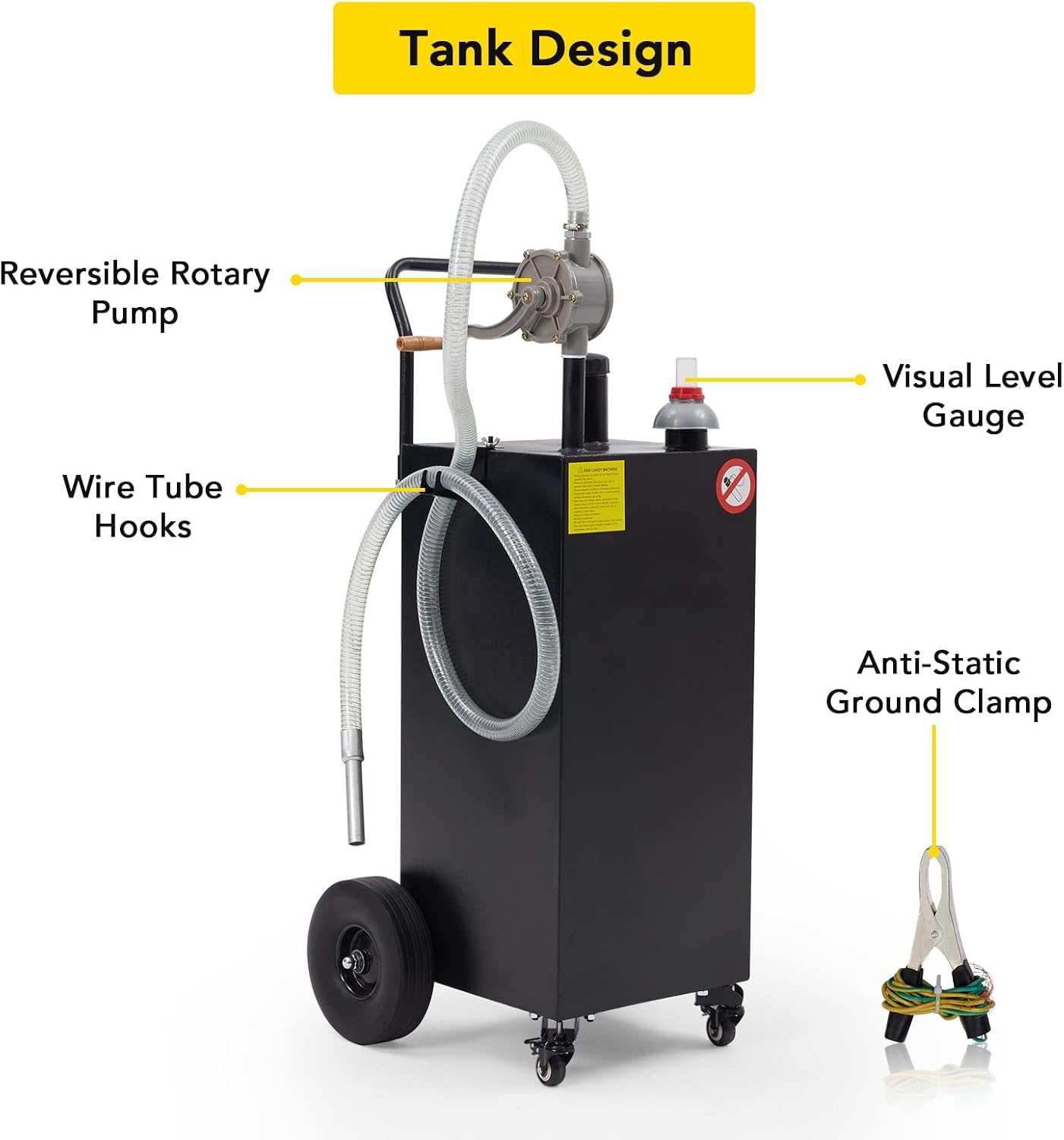 30 Gallon Gas Caddy - Portable Fuel Tank with Pump Gasoline Tank Portable Fuel Storage Tank for Boat, Car,Garden, Lawnmower, ATV
