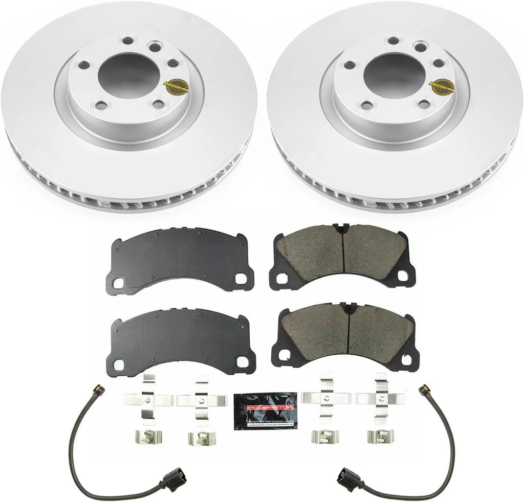 PowerStop Front Brake Kit for Porsche Cayenne 2013-18 - Fully-Coated Disc Rotors with Z23 Carbon-Fiber Ceramic Brake Pads Upgrade, CRK8476