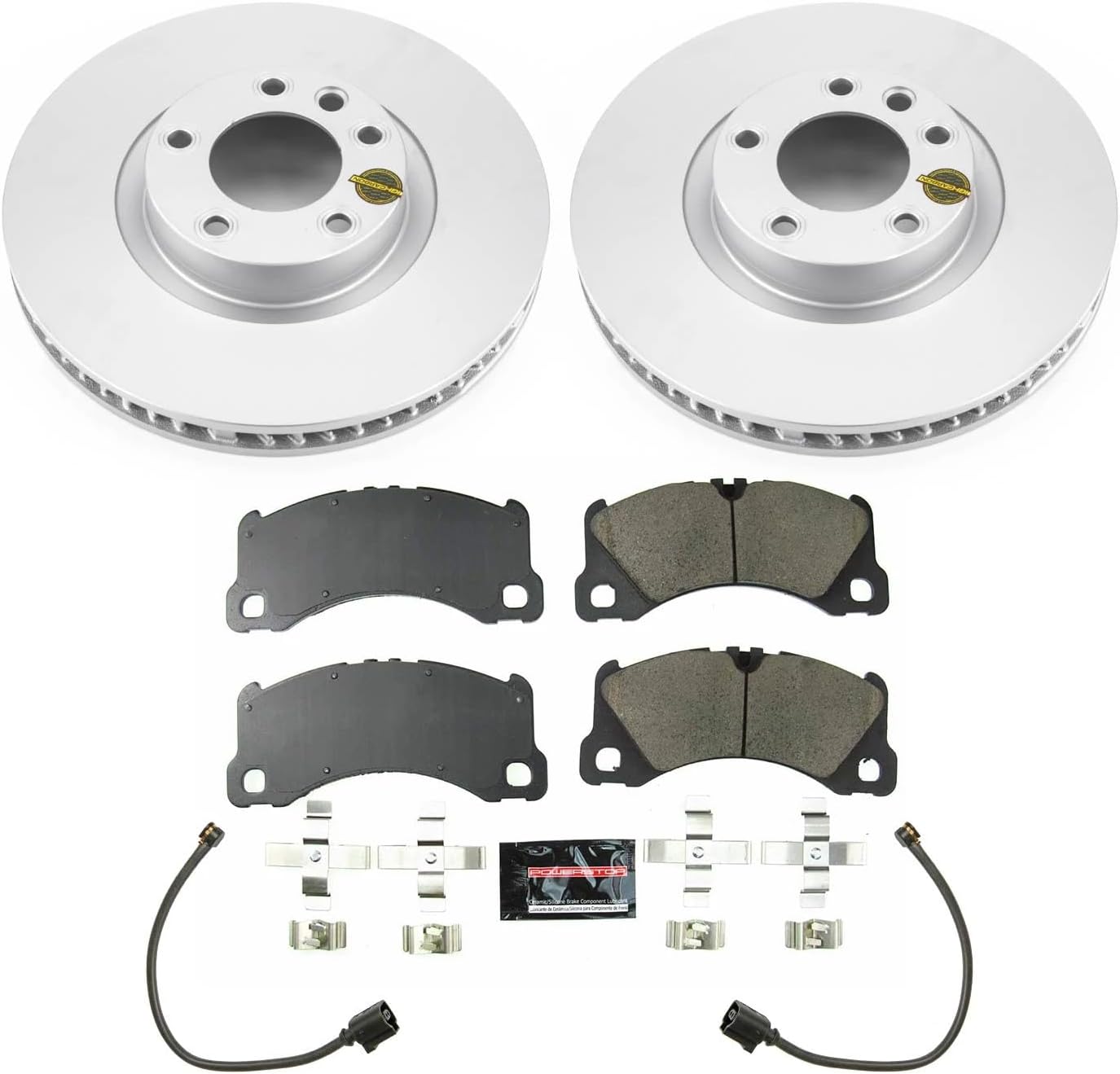 PowerStop Front Brake Kit for Porsche Cayenne 2013-18 - Fully-Coated Disc Rotors with Z23 Carbon-Fiber Ceramic Brake Pads Upgrade, CRK8476