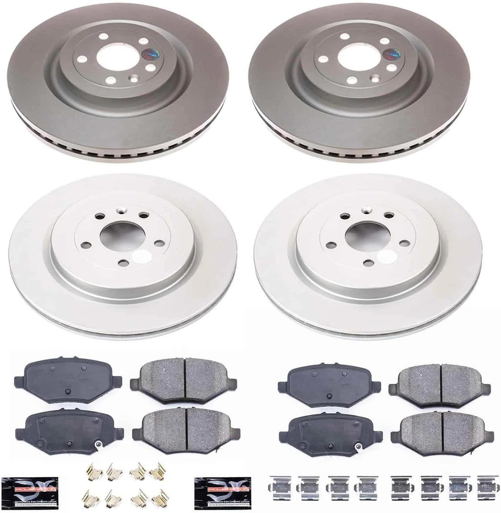 PowerStop Front and Rear Brake Kit for Ford Explorer 2013-19 |Flex 2013-19 |Police Interceptor Sedan 2013-19 - Fully-Coated Disc Rotors with Z17 Ceramic Brake Pads Replacement, CRK6375