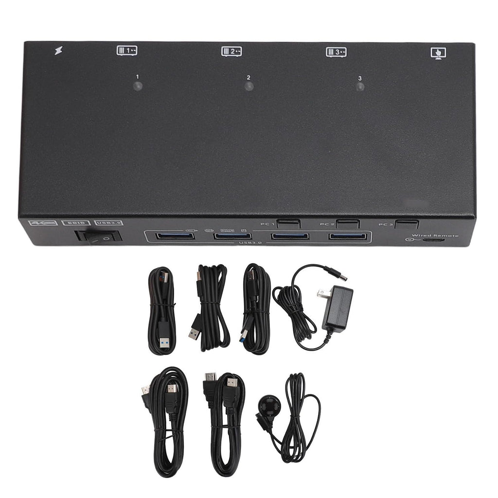 KVM Switch 2 Monitors 3 Computers, Share 4 USB Ports, USB3.0 KVM Switch for Keyboard Mouse Printer Support 4K@60HZ, Dual Monitor Kvm Switcher Support Extended & Duplicate