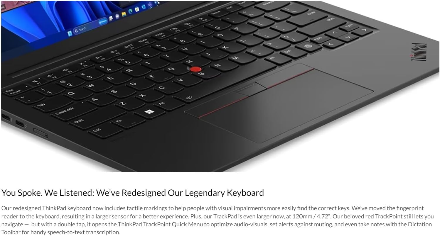 Lenovo Gen 12 ThinkPad X1 Carbon Laptop with Intel Ultra 7 165U vPro Processor, 14' OLED 2.8K Non-Touch Anti-Glare Display, 64GB 6400MHz RAM, 1TB Gen4 Performance SSD, FHD+ IR+ RGB Camera, Win 11 Pro