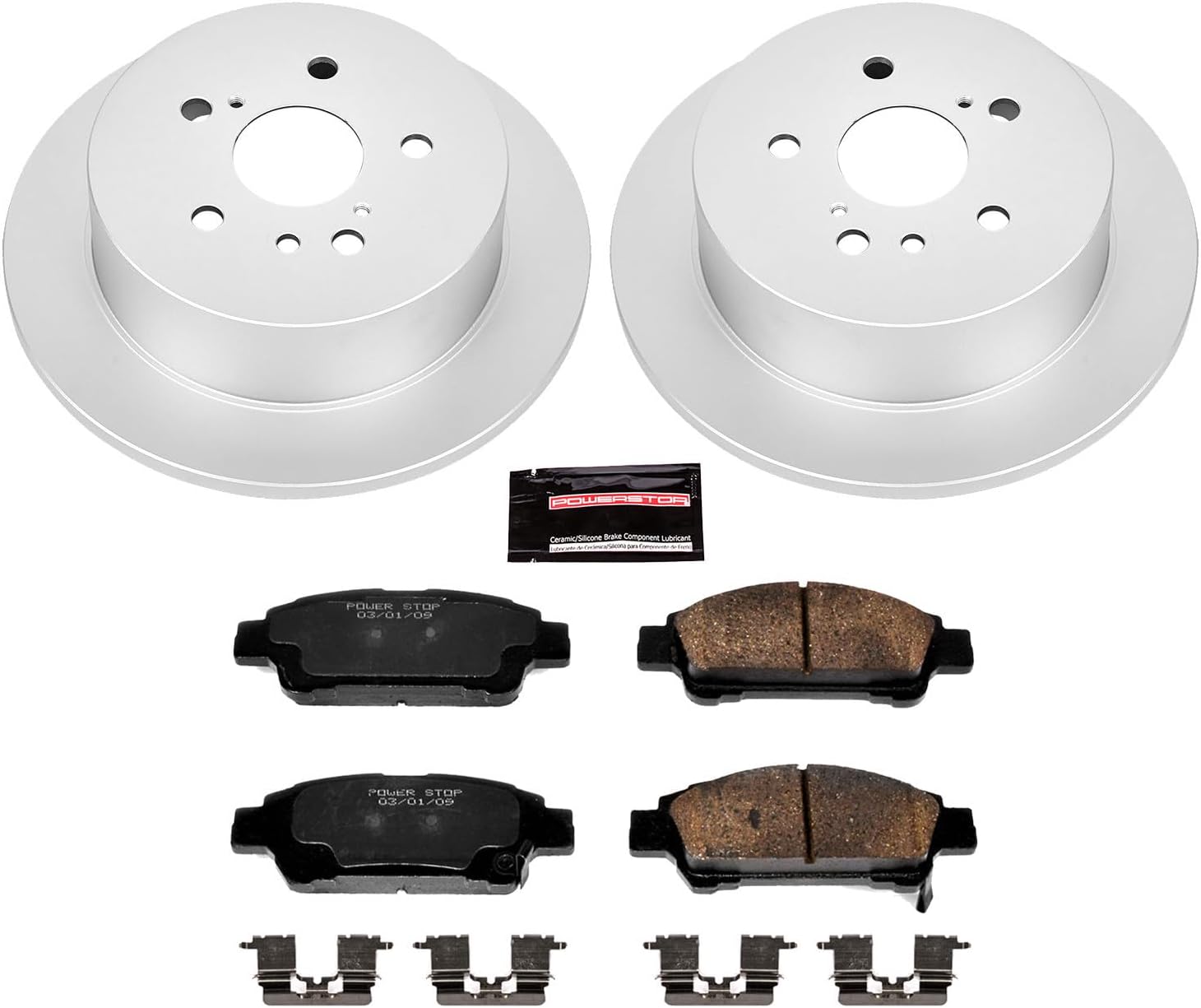 PowerStop Rear Brake Kit for Toyota Sienna 2004-10 - Fully-Coated Disc Rotors with Z17 Ceramic Brake Pads Replacement, CRK5498
