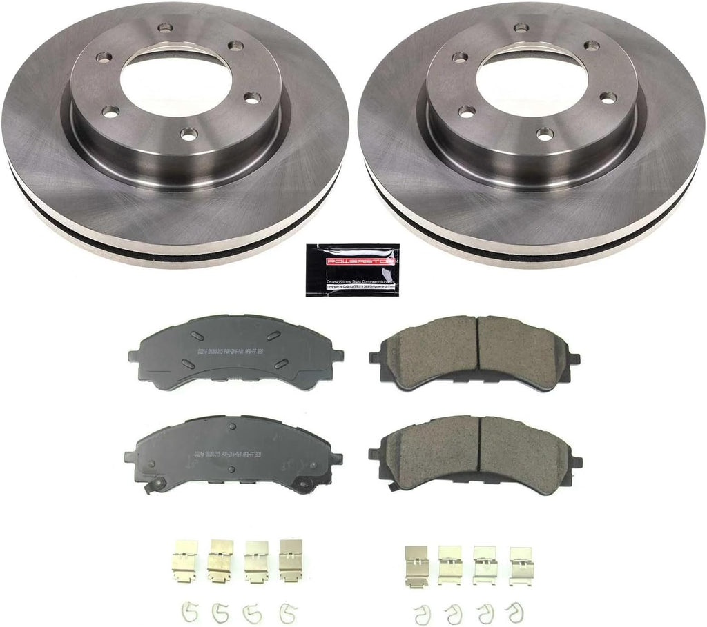 PowerStop Front Brake Kit for Ford Bronco 2021-24 | Ford Ranger 2019-24 - Z17 Ceramic Brake Pads & Disc Rotors Replacement, KOE8413