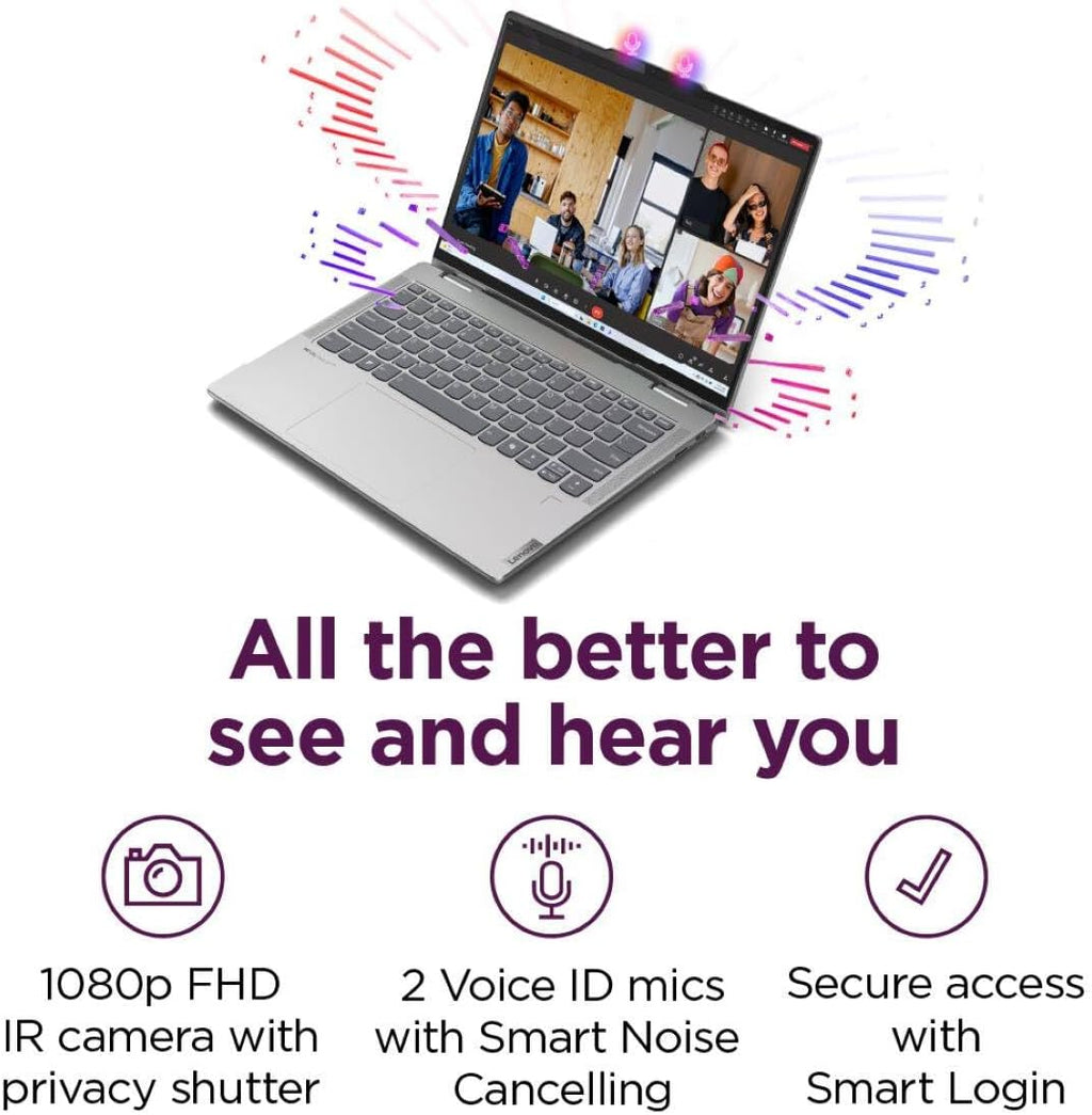 Lenovo - Yoga 7 2-in-1 14' 2K Touchscreen Laptop - AMD Ryzen 7 8840HS with 16GB Memory - 1 TB SSD - Artic Grey
