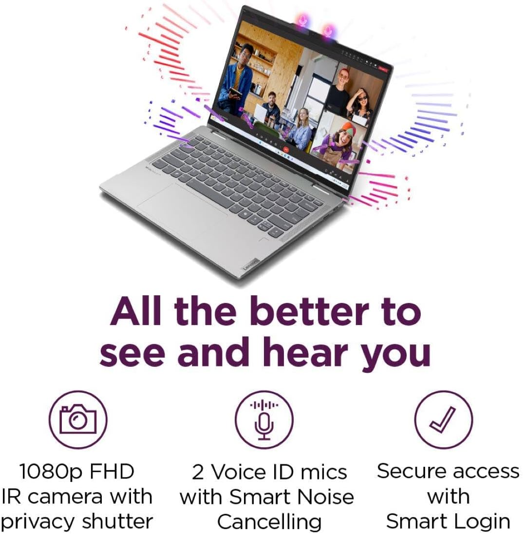 Lenovo - Yoga 7 2-in-1 14' 2K Touchscreen Laptop - AMD Ryzen 7 8840HS with 16GB Memory - 1 TB SSD - Artic Grey