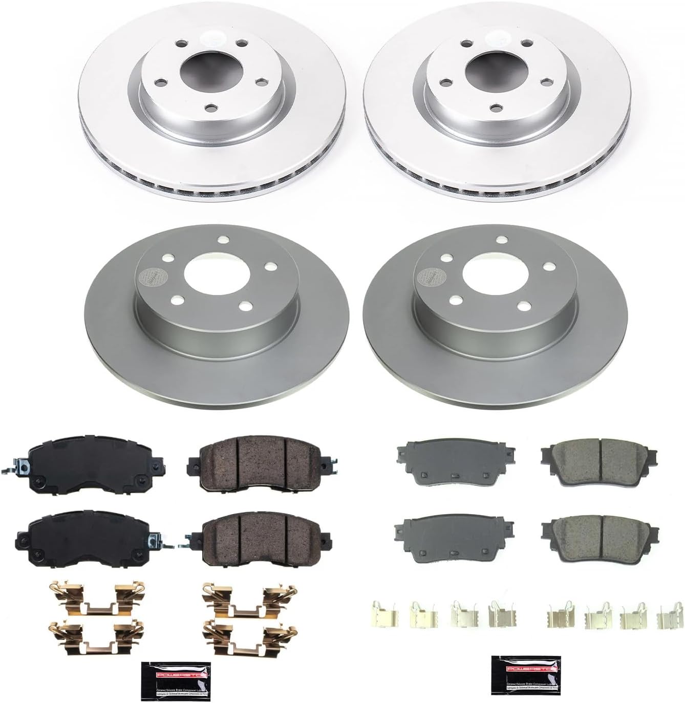 PowerStop Front and Rear Brake Kit for Nissan Altima 2019-23 - Fully-Coated Disc Rotors with Z17 Ceramic Brake Pads Replacement, CRK8684
