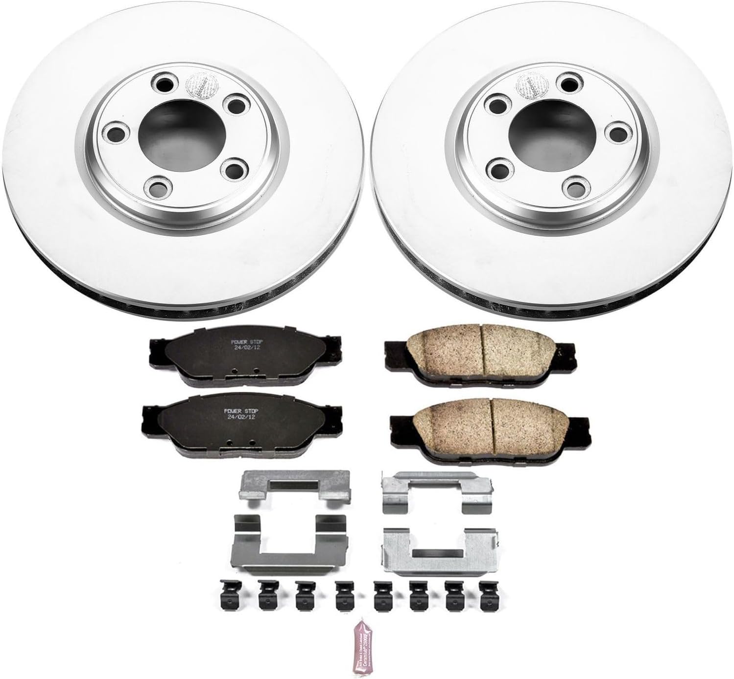 PowerStop Front Brake Kit for Ford Thunderbird 2002-05 |Jaguar S-Type 2000-02 |Lincoln LS 2000-06 - Fully-Coated Disc Rotors with Z17 Ceramic Brake Pads Replacement, CRK1351