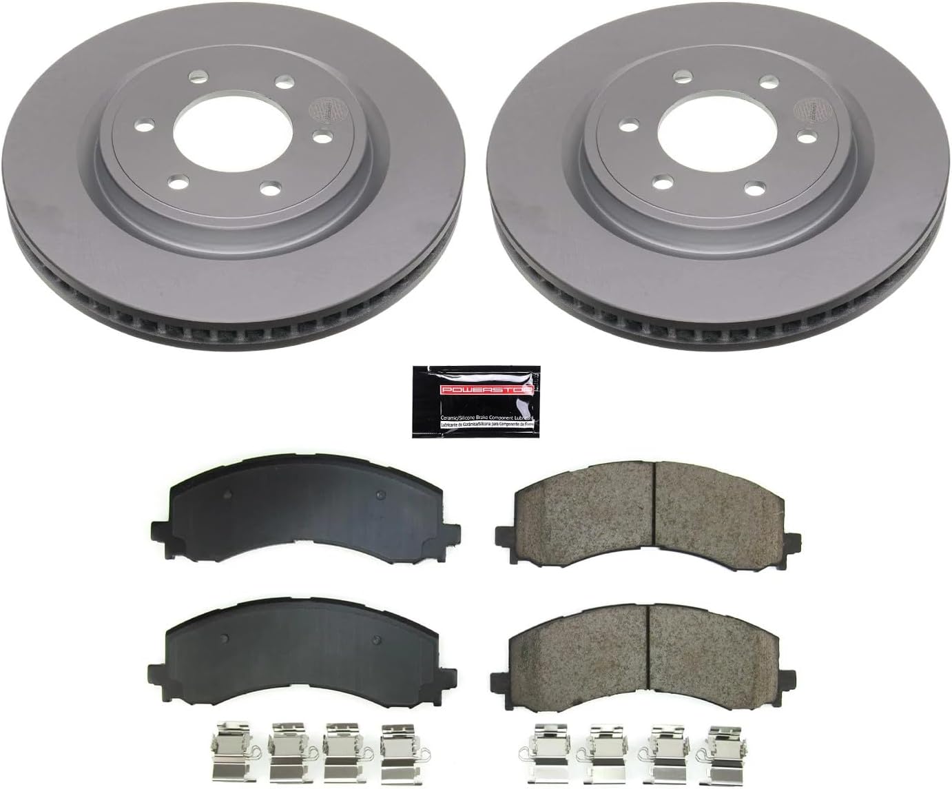 PowerStop Front Brake Kit for Ford Bronco 2022-24 |Expedition 2022-24 |F-150 2021-24 |Lincoln Navigator 2022-24 - Fully-Coated Disc Rotors with Z17 Ceramic Brake Pads Replacement, CRK8744