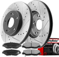 MotorbyMotor 282mm Front Brake Kit Rotors and Brake Pads Replacement for Honda Accord Civic CR-V Element, Acura ILX Drilled & Slotted Disc Brake Rotor & Ceramic Pads 31257, 12040036