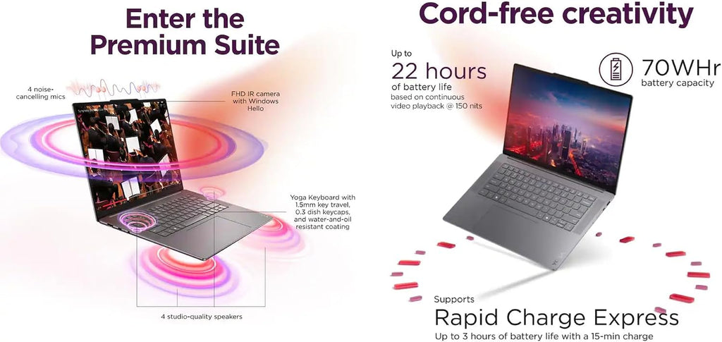 Lenovo Yoga Slim 7i Aura Edition Copilot + Laptop 15.3' Touchscreen IPS 2.8K Display (Intel Ultra 7-258V, 32GB LPDDR5X, 2TB M.2 PCIe SSD, Intel Arc 140V, Win 11 Home) w/DKZ USB Port Expander