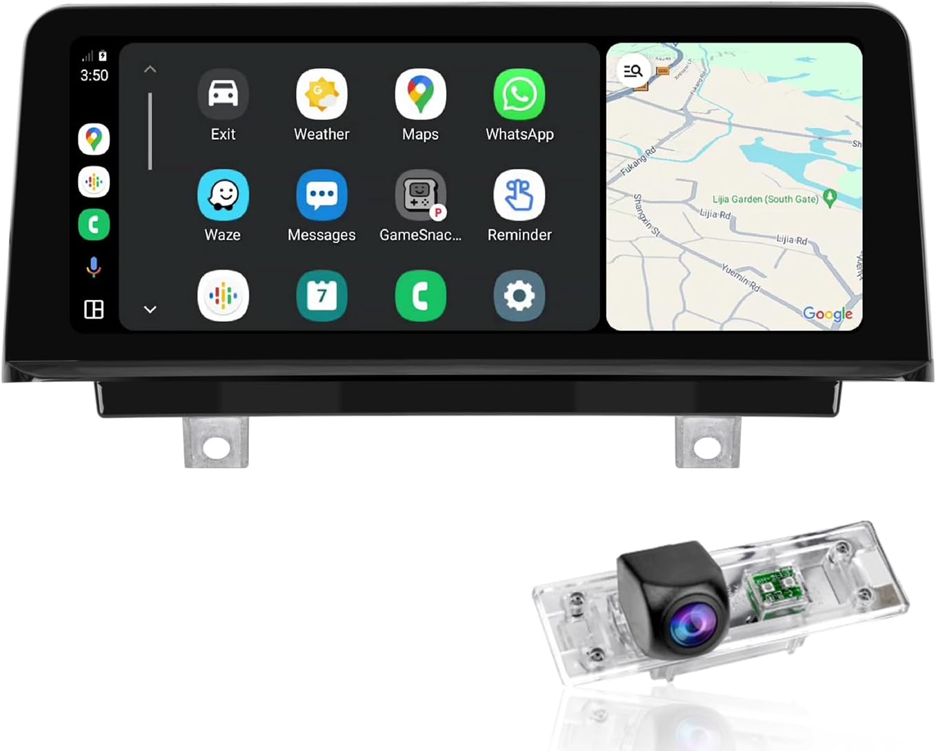 PEMP CarPlay Android Auto Monitor Linux Screen for BMW (2012-2016) 1 Series F20 CIC NBT System with a 720P AHD Revers Camera