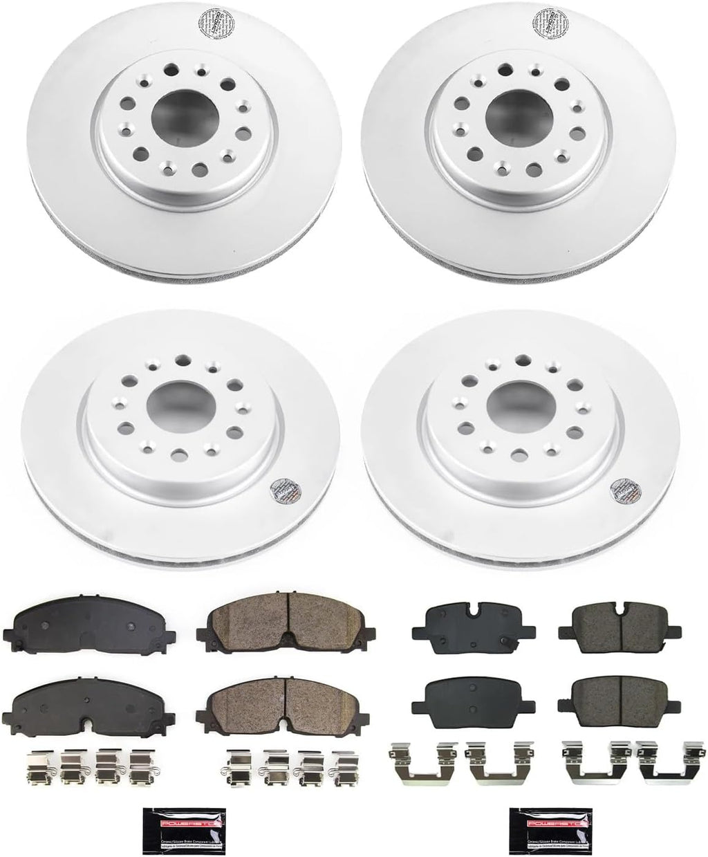 PowerStop Front and Rear Brake Kit for Buick Enclave 2021-23 |Chevrolet Blazer 2021-23 |Traverse 2021-23 - Fully-Coated Disc Rotors with Z17 Ceramic Brake Pads Replacement, CRK8794