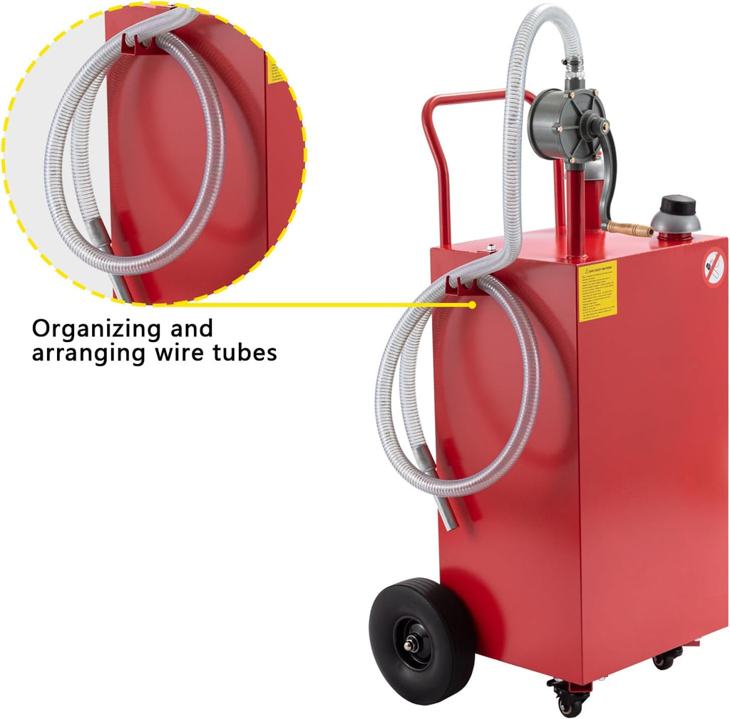 35 Gallon Gas Caddy Fuel Storage Tank, Large Container Diesel Can with Pump for ATV Cars, Boats, Lawn Mowers, Tractors