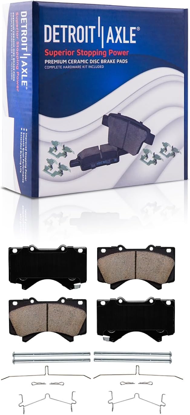Detroit Axle - Front Brake Kit for 07-21 Toyota Tundra, 08-22 Sequoia, 16-21 Land Cruiser Lexus LX570 Disc Brakes Rotors and Ceramic Brake Pads Replacement