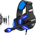 Gaming Headset,Over Ear Headphones with Noise Cancelling Mic,LED Light, Bass Surround, Soft Memory Earmuffs for Laptop