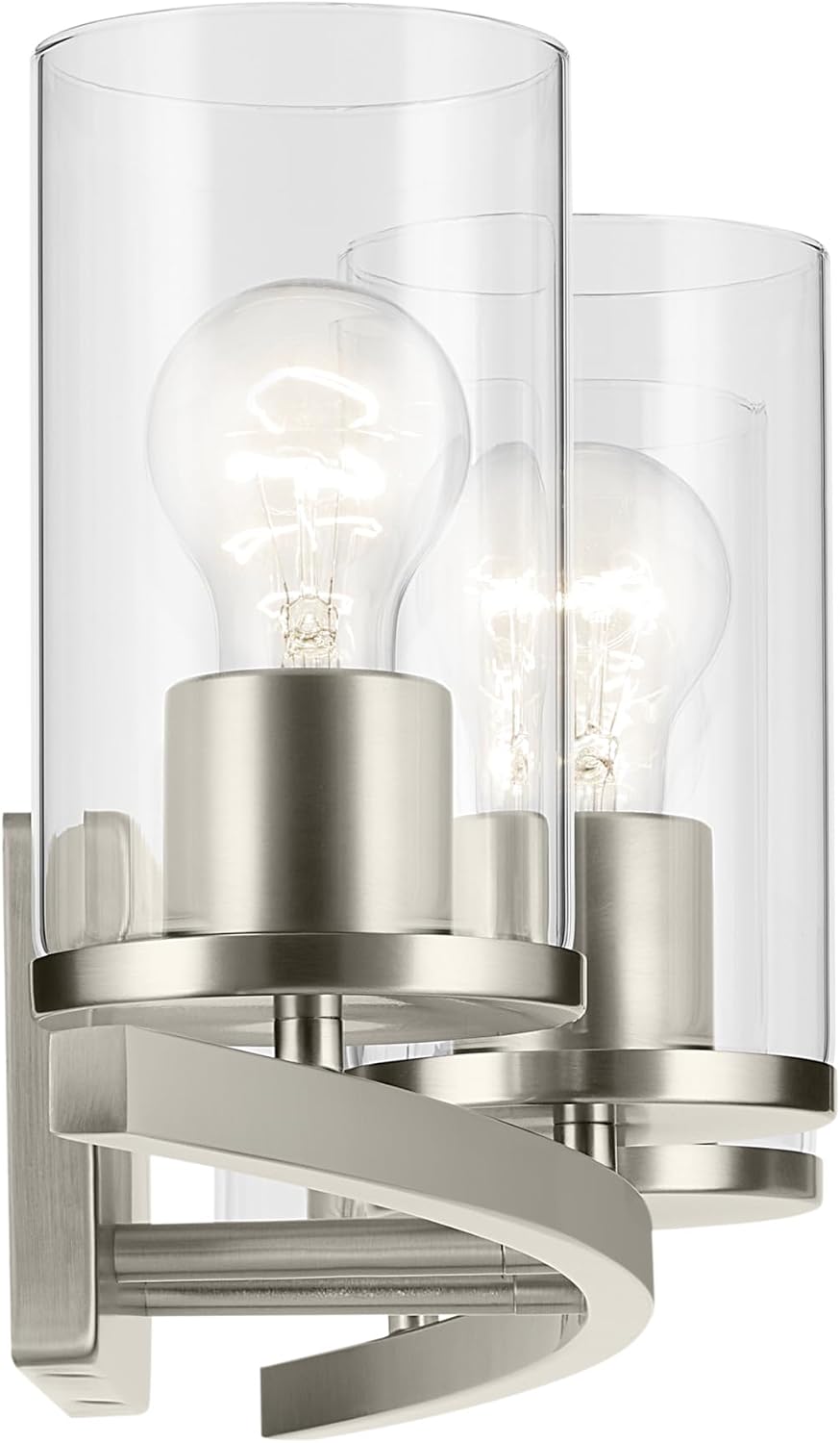 Kichler Crosby 31.25' 4-Light Bathroom Vanity Light Fixture with Clear Glass in Brushed Nickel, Modern Wall Mount Lighting for Bathroom Over Mirror (31.25' x 8.75'), 45498NICLR