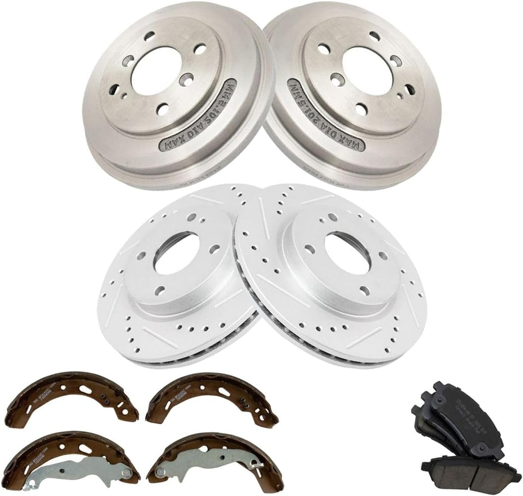 Disc Brake Rotor and Pad Set Kit Front Rear Side Ceramic Shoes and Drum for Ford for Fiesta 2011-2016 BKA22088 8V5Z2200A